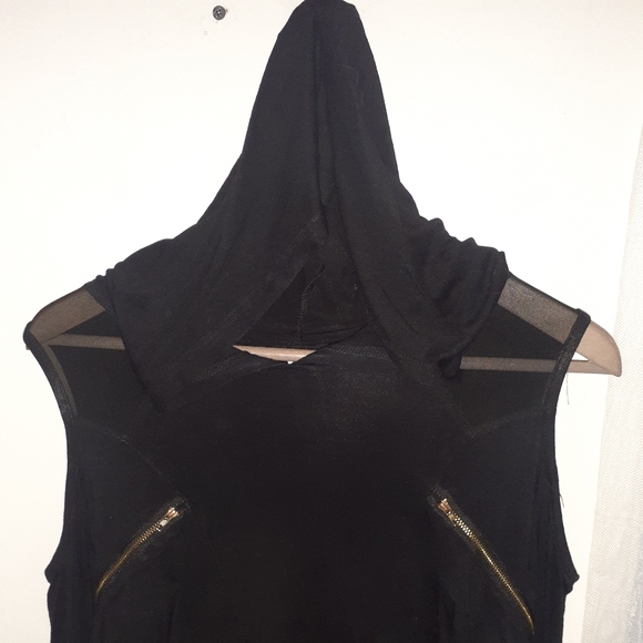 Punk Rave - Semi Sheer Open Shoulder Hoodie - Picture 3 of 10